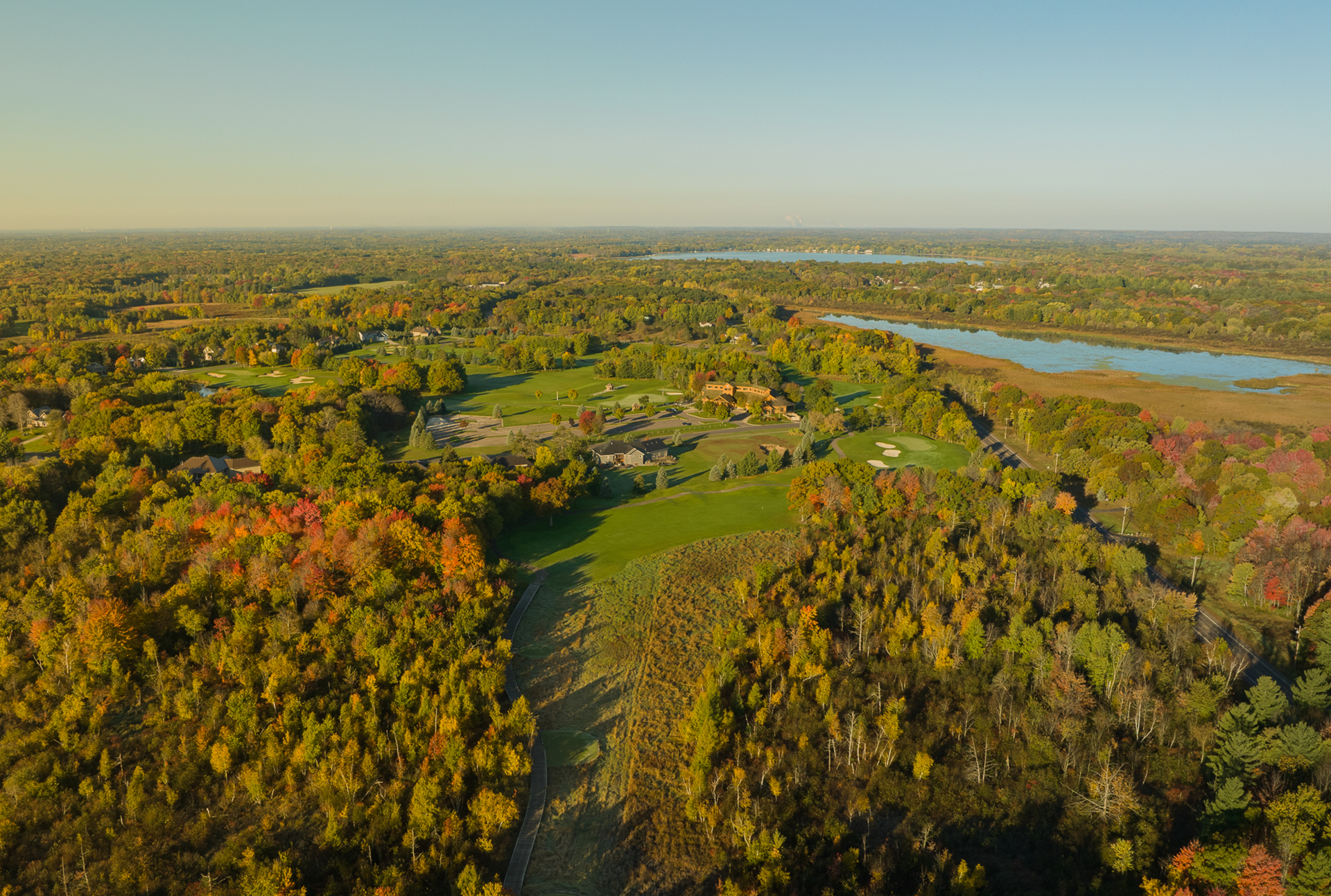 aerial view of golf course